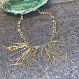 Fun Silver Colored Geometric Triangle Shapes Necklace